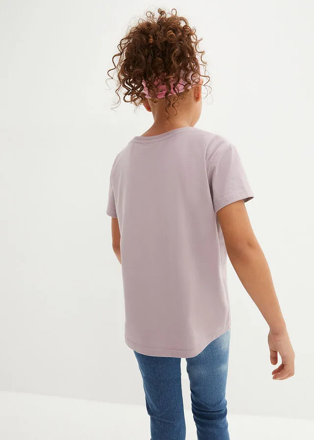 Camiseta de algodón orgánico para niñas (3 unidades) marrón+negro